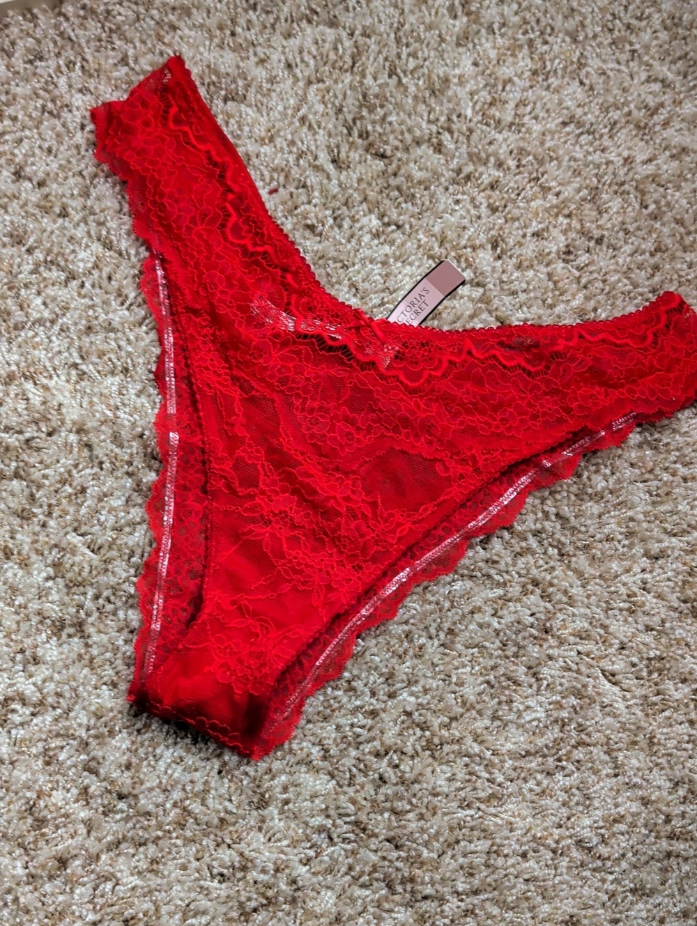 Victoria's Secret Dream Angels Brazilian Slip Red Lace Panty XL